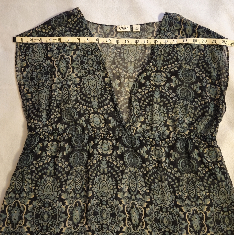 Cato Green And Black Paisley Patterned Blouse - Picture 7 of 9